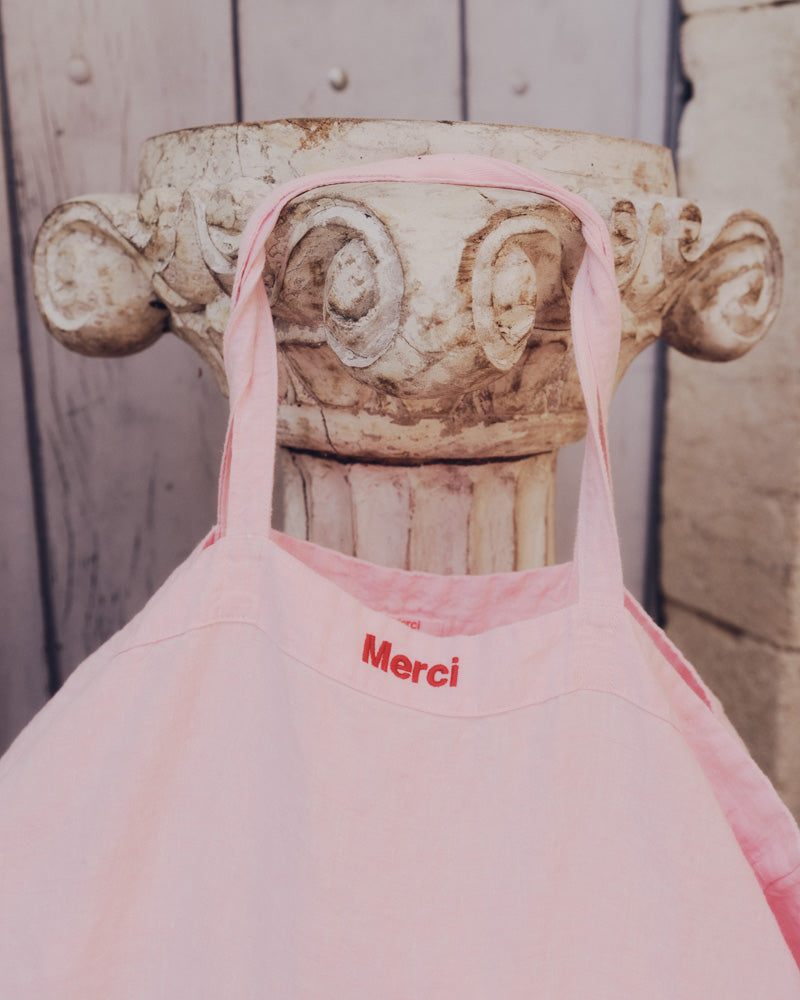 Merci - Washed linen Merci shopping bag - Granita Pink
