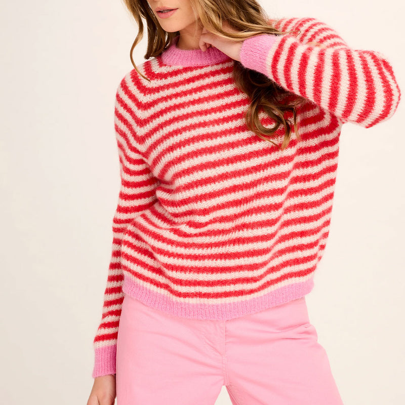 Les Tricots D'o - Pull Cristina - Rouge & Rose Bonbon