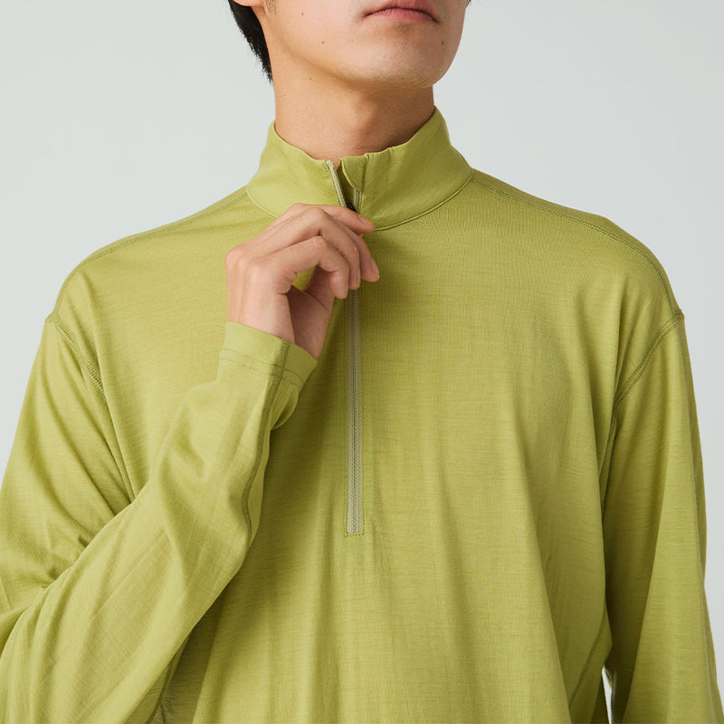 Snow Peak - Pull Demi-zip Laine - Vert Clair