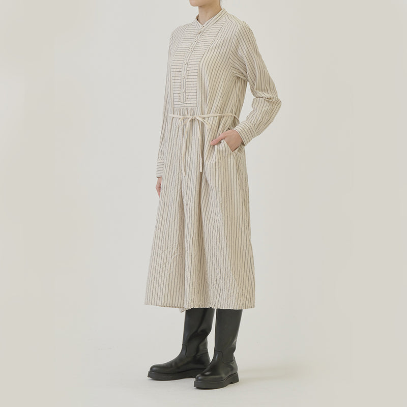 Pas de Calais -  Robe Brossée Rayures - Ivoire