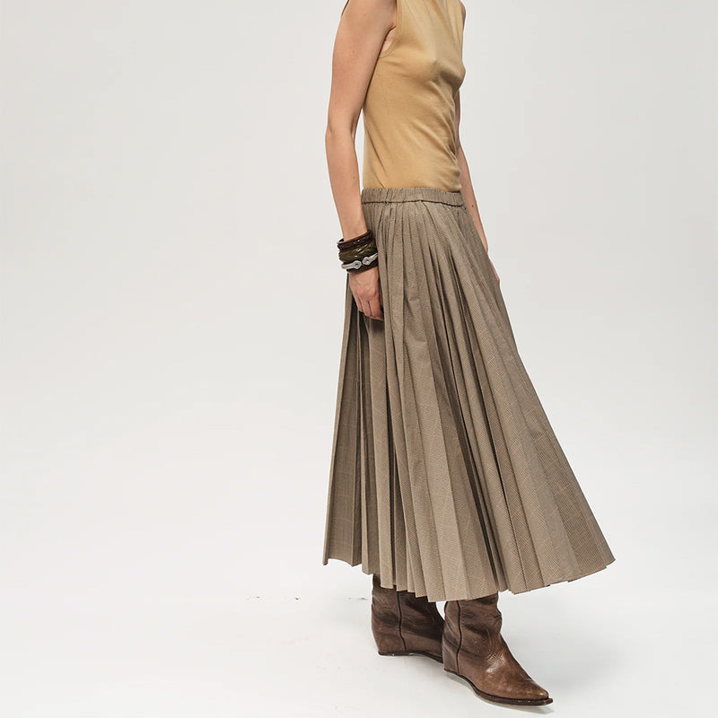6397 - Pull-On Pleated Skirt - Plaid – Merci Paris