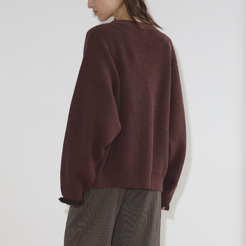 Deiji Studio - Cardigan Flounce - Burgundy