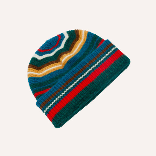 Drake's - Bonnet à Rayures - Vert, Bleu & Marron