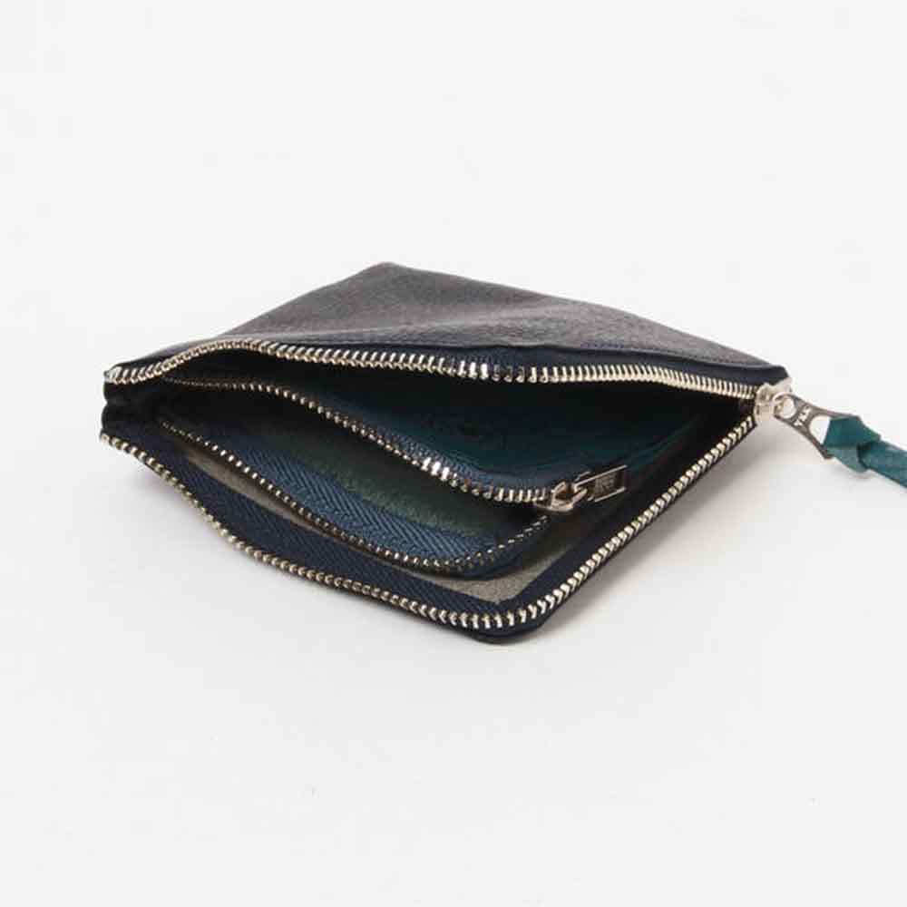 Beams Plus - Double Zip Wallet - Navy & Blue