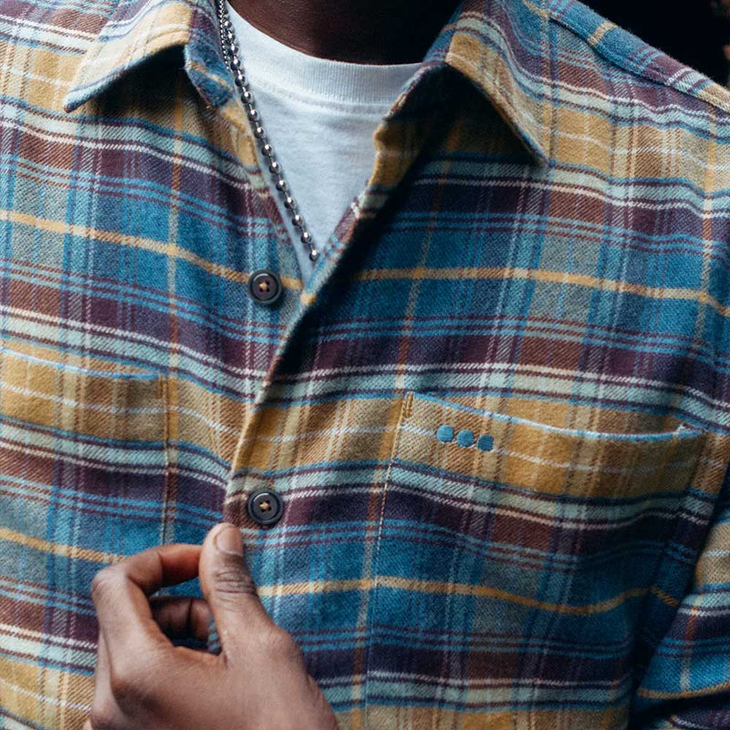 Later - Surchemise Casual à Carreaux - Tartan Bleu Jaune & Brun