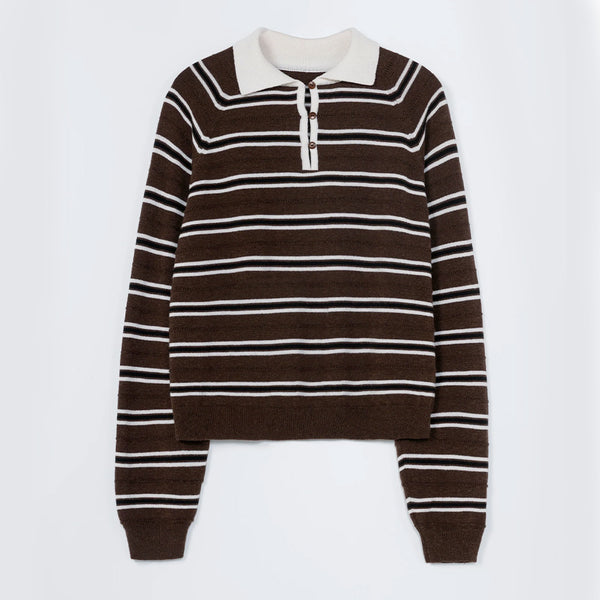 Cordera - Polo Laine Rayé - Marron