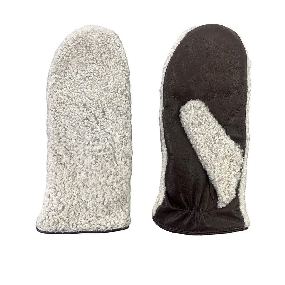 Milona - Curly Sheep Mittens - Brown