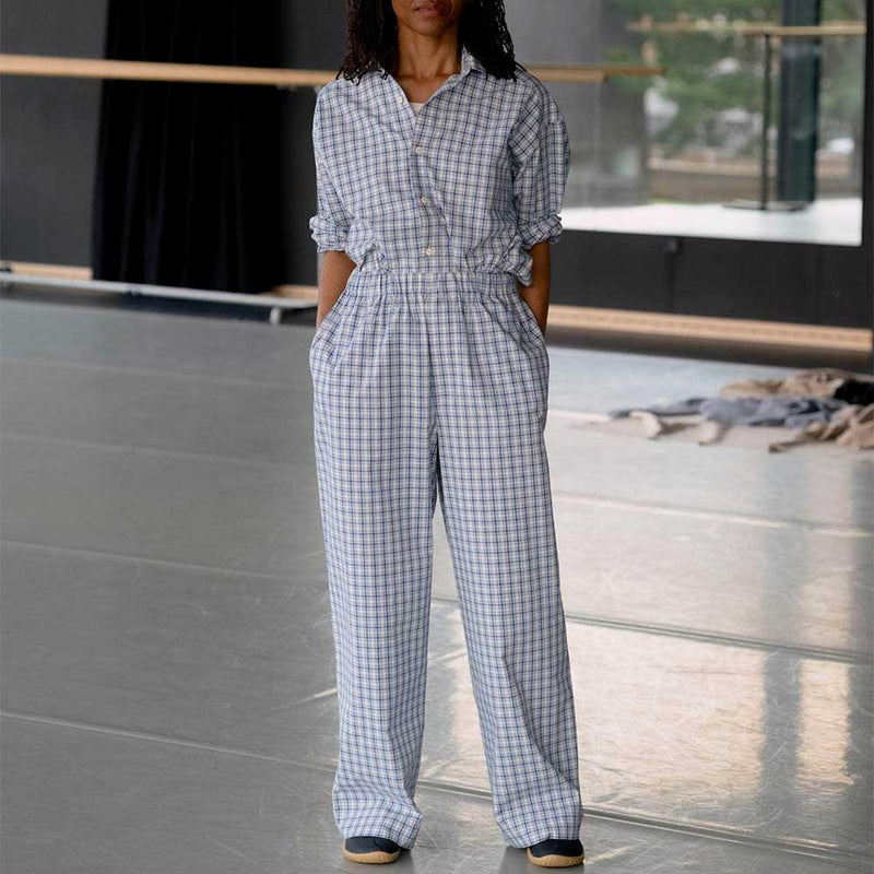 パンツ baserange claude pants blue check XS La Fetiche - Baserange Pantalon Claude - Blue Check – Merci Paris