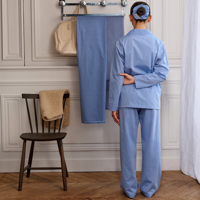 Merci - Pyjama en Coton - Rayures Triples Bleu