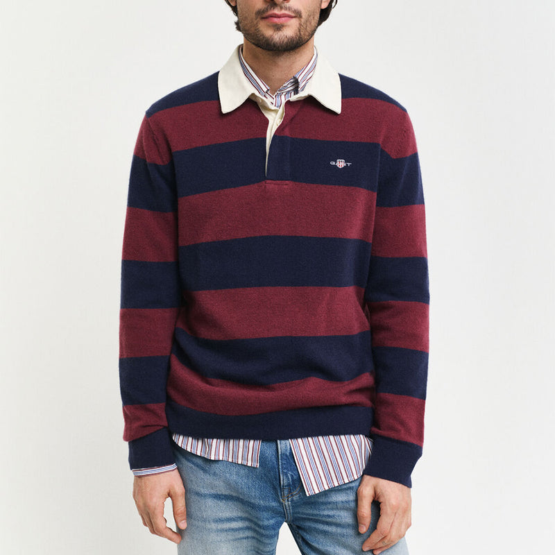 GANT - Polo Extrafine Rayé Rugger - Marine