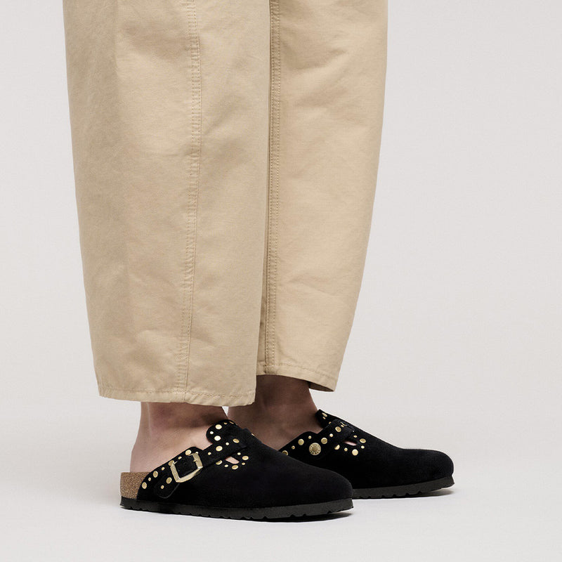 BIRKENSTOCK - Sabots Boston Rivet Suede - Lit de pied souple - Noir