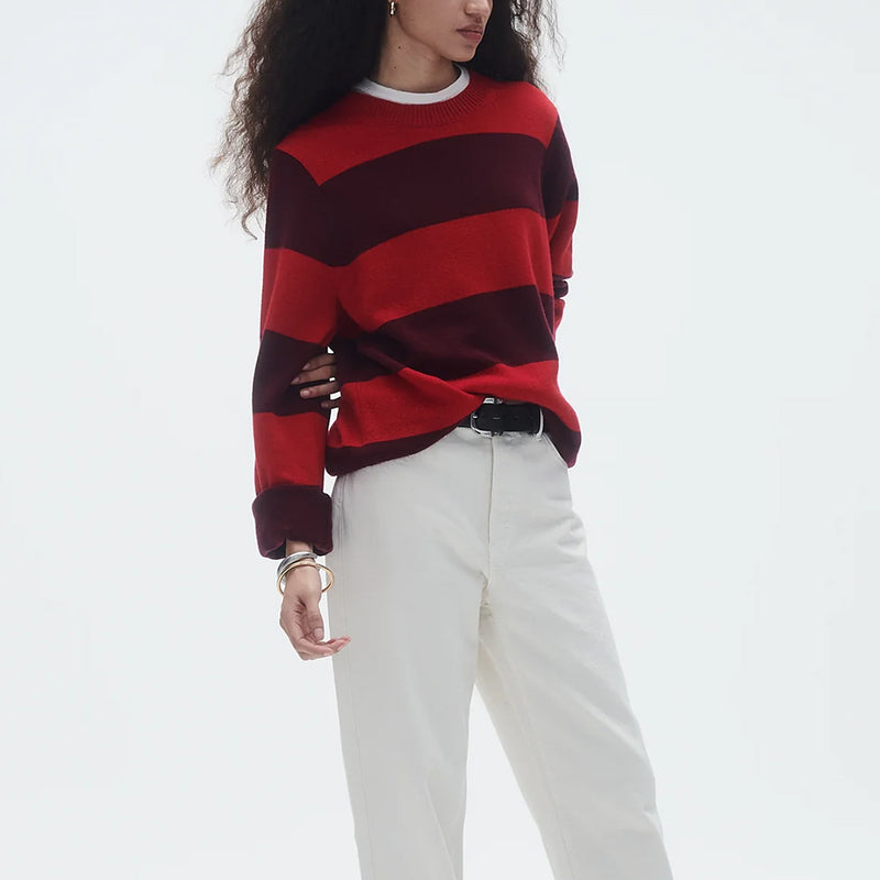 Guest In Residence - Pull Stripe Crew - Rouge & Prune