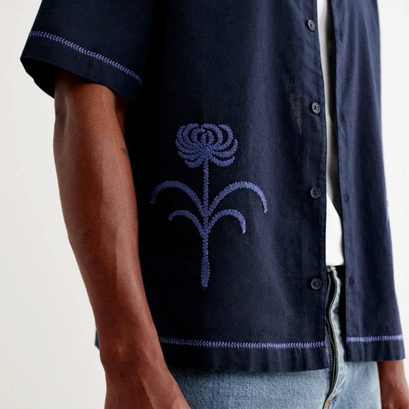 Wax London - Keats SS Shirt - Navy – Merci Paris