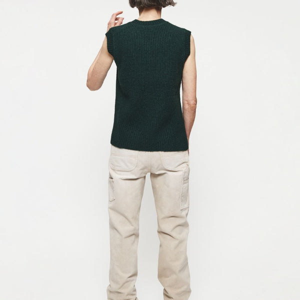 6397 - Gilet côtelé en V - Vert forêt