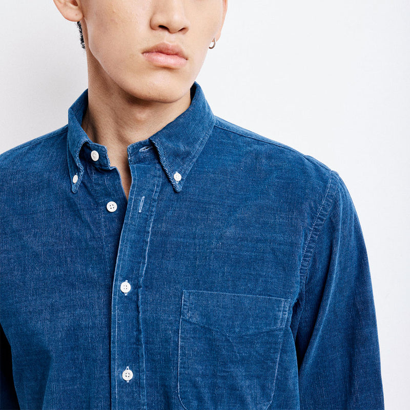 Hartford - Chemise Pitt Velours Côtelé - Bleu Indigo