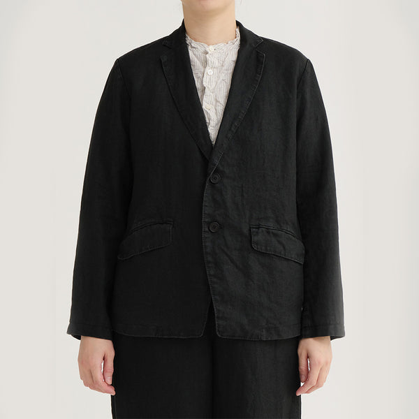 Pas de Calais - Veste tailleur en sergé de lin - Noir