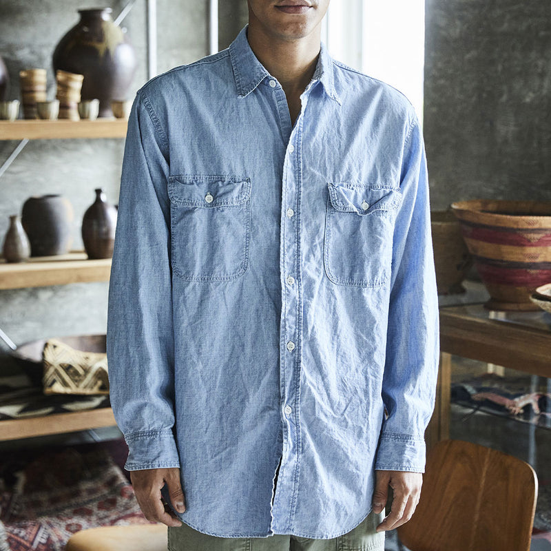 OrSlow - Chemise Chambray Work - Bleu clair