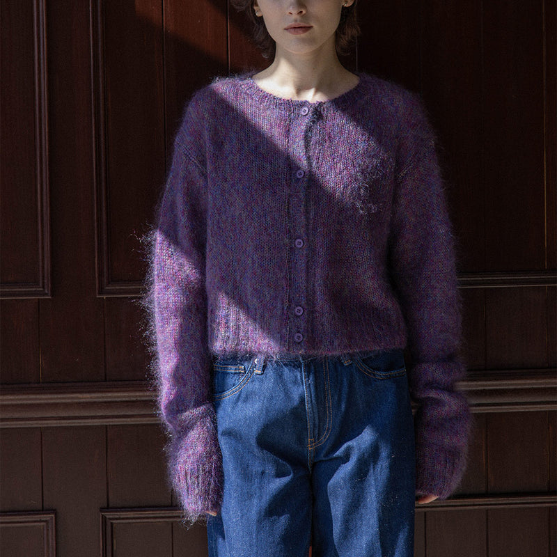 C.T.plage - Pull Round Longsleeve Cardigan - Violet