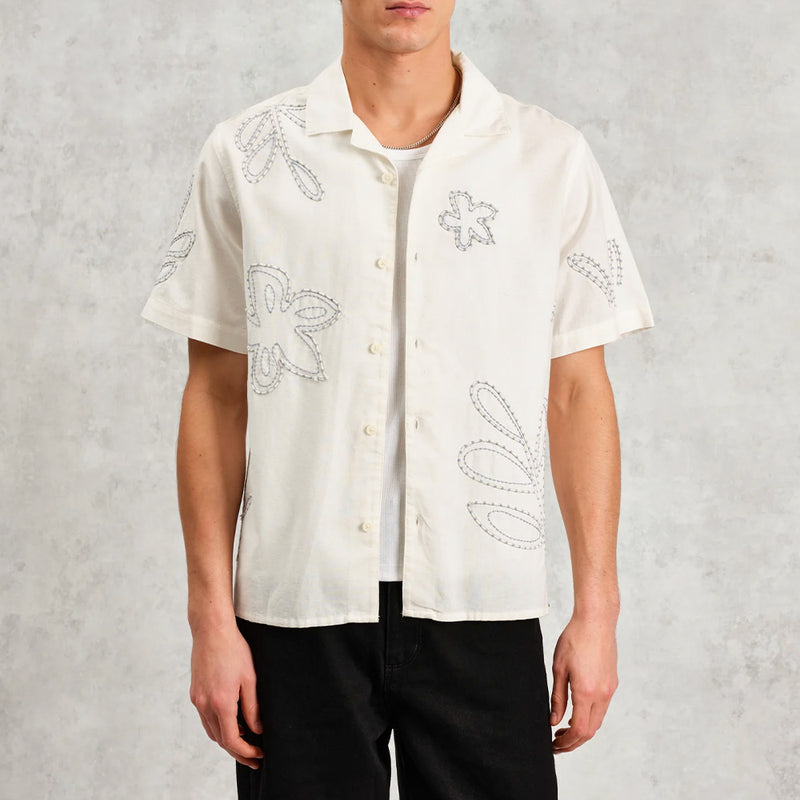 Wax London -  Chemise Didcot - Ecru & Bleu Clair