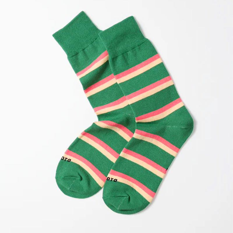 Rototo - Chaussettes Rayées - Vert Sapin