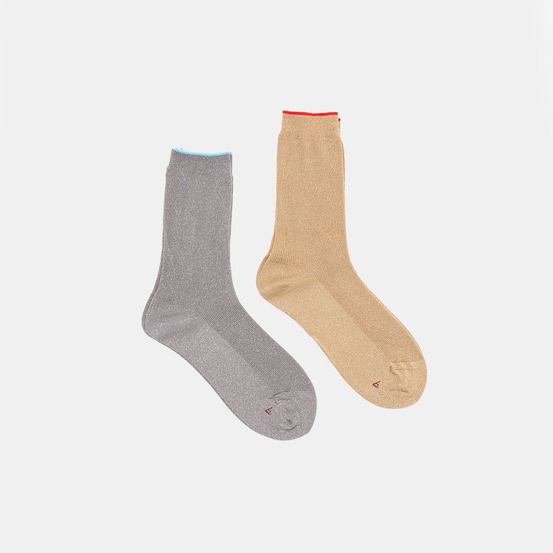 Babaco - Lot de 2 Paires de Chaussettes tiptoe - Or & Argent