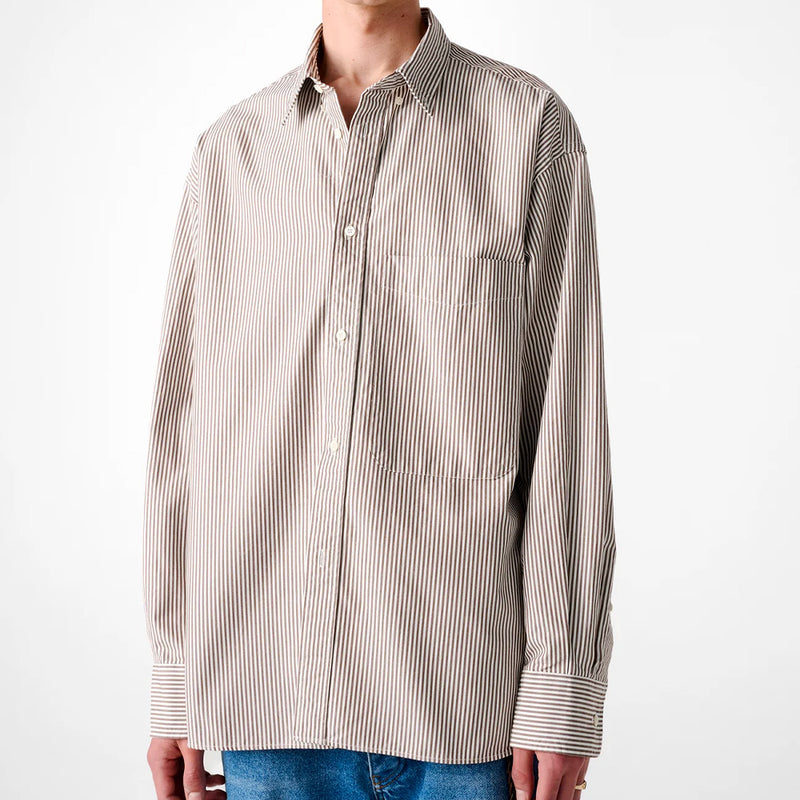 Studio Nicholson x Beams Plus - Chemise Lisa Oxford - Marron