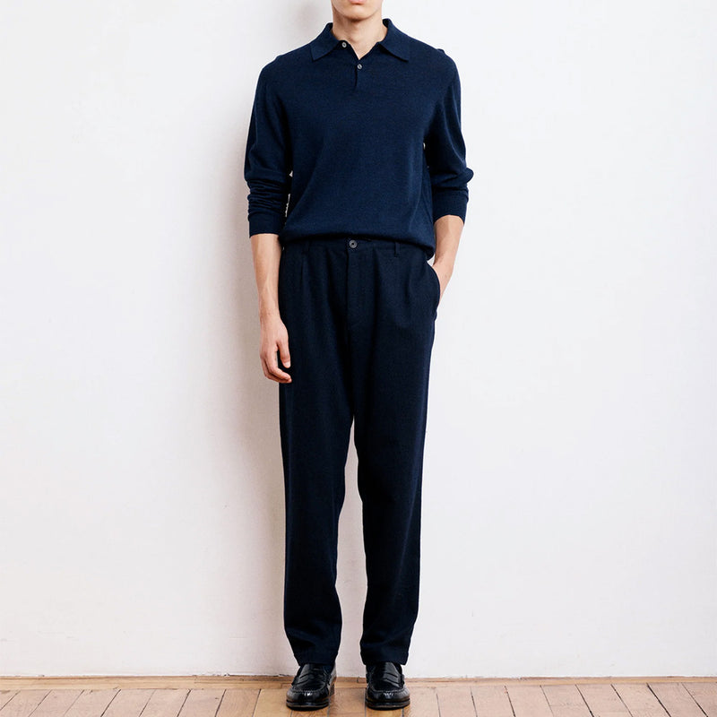 Hartford - Pantalon Tanker Flanelle - Bleu Marine