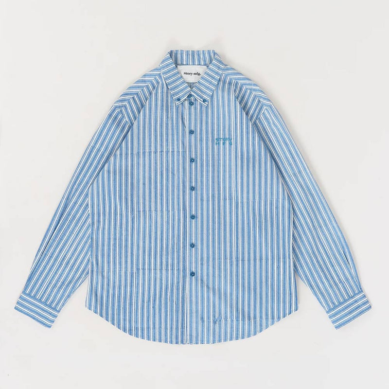 Story MFG - Chemise à rayures - Bleu