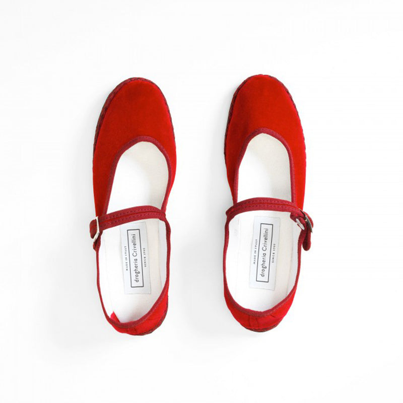 Drogheria Crivellini - Ballerines Jane Velvelt à attache - Cardinal
