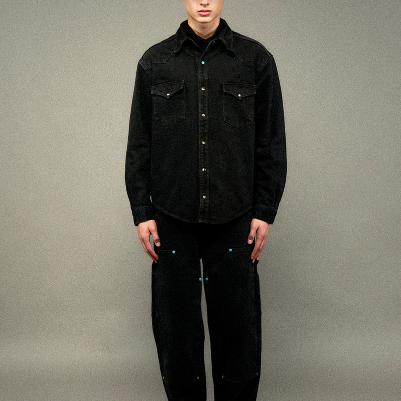 Caleb - Chemise Western Twill - Noir