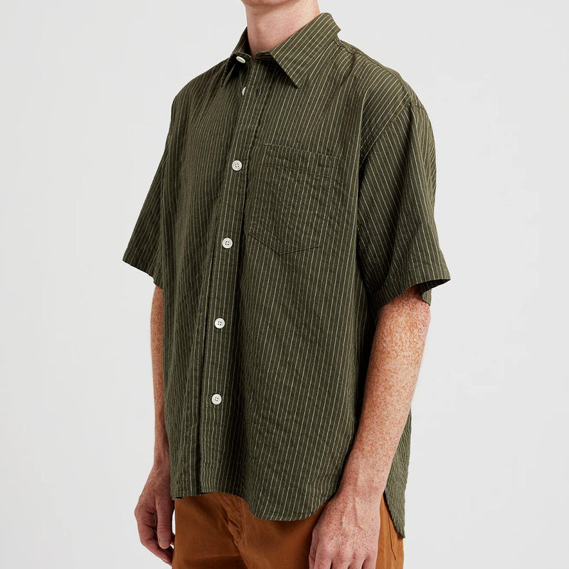 Norse Projects - Chemise Mo Rayures - Vert Moss