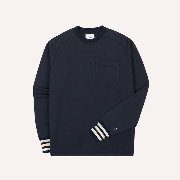 Drake's - Sweat Poignets Rayé- Marine