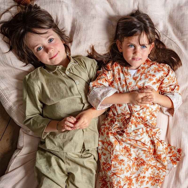 Caramel x Merci - Pyjama Enfant en coton twill - Vert 77 Rue de Varenne