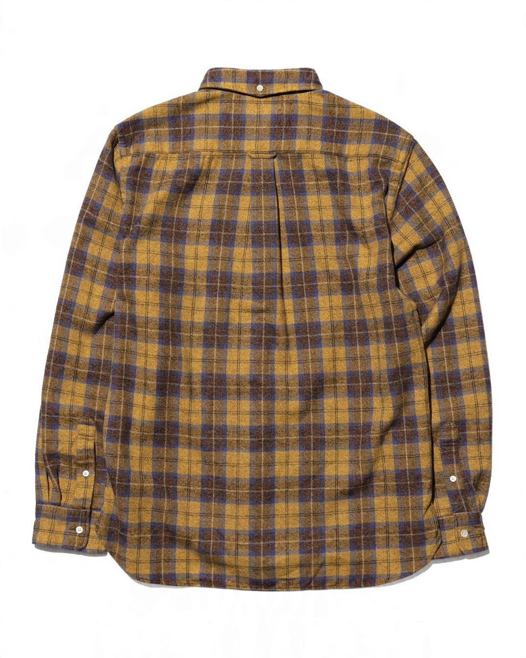 Vue arrière de la chemise à carreaux marron Merci Paris Beams Plus en flanelle de coton brossée douce