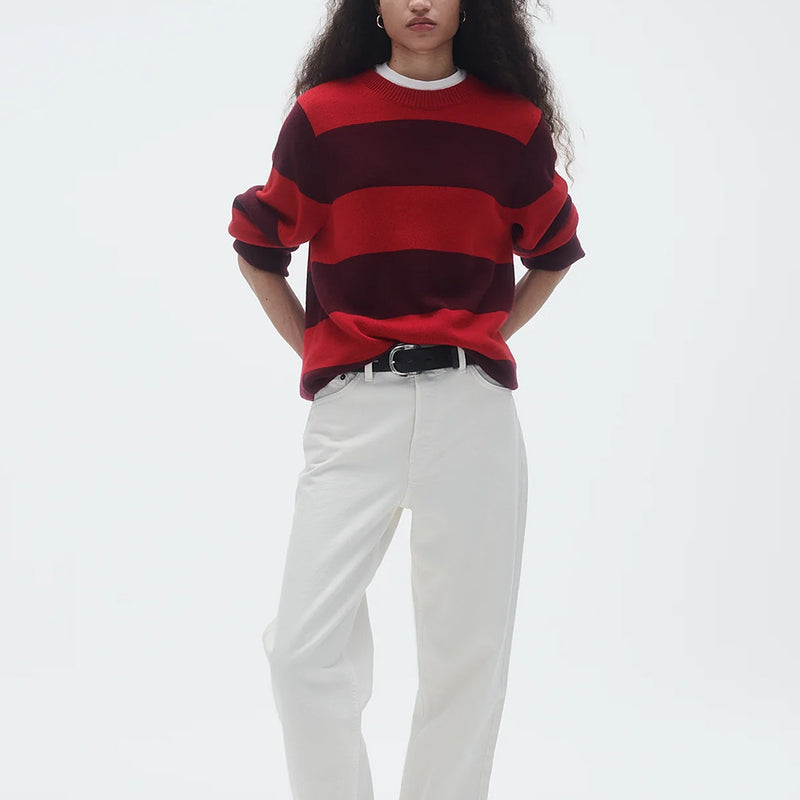 Guest In Residence - Pull Stripe Crew - Rouge & Prune