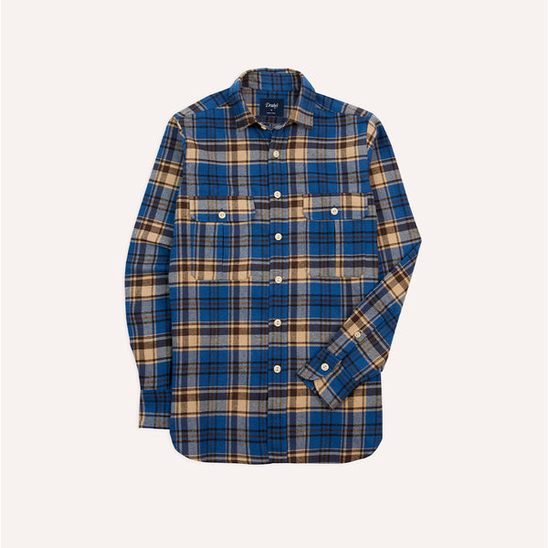 Drake's - Veste de travail à Carreux - Bleu & Ecru
