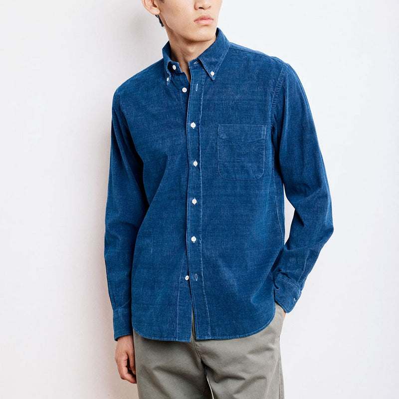 Hartford - Chemise Pitt Velours Côtelé - Bleu Indigo