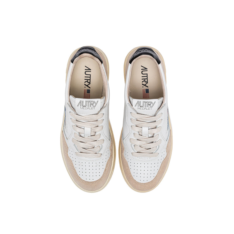 Autry - Baskets Medalist Low Man - Blanc, Noir & Beige