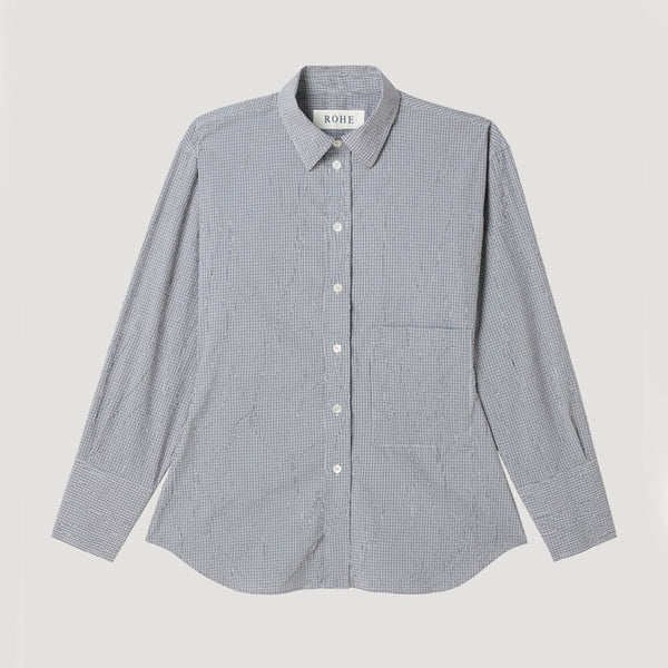 Rohe - Chemise Carreaux Froissés - Gris