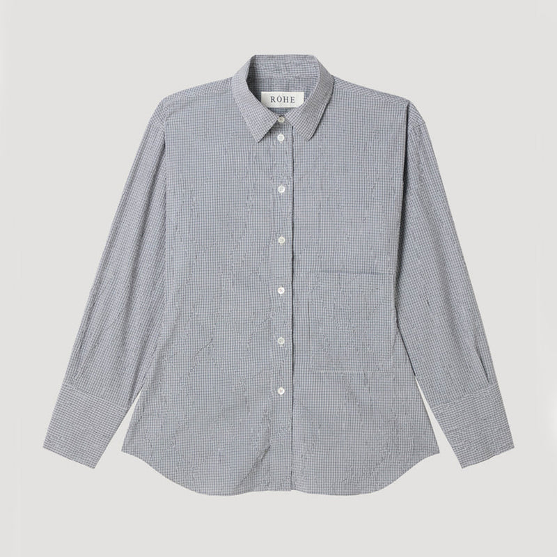 Rohe - Chemise Carreaux Froissés - Gris