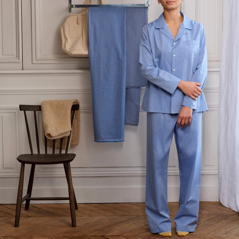 Merci - Pyjama en Coton - Rayures Triples Bleu