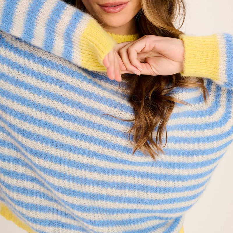 Les Tricots D'o - Pull Cristina - Bleu & Jaune