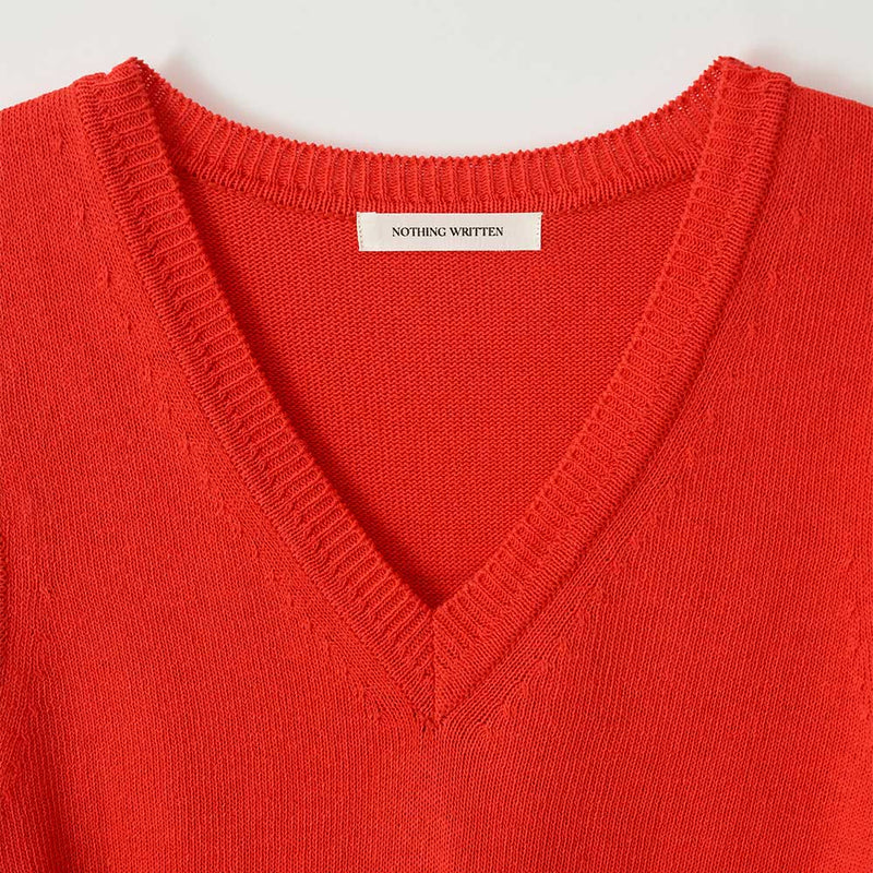 Nothing Written - Pull-over basique Col en V - Rouge