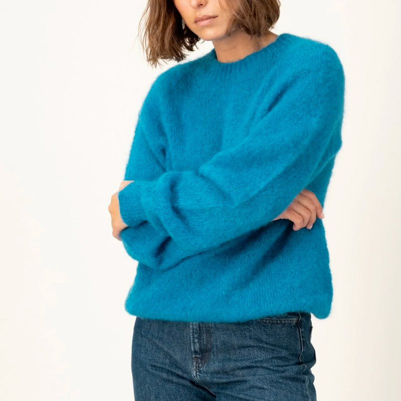 Tricots Jean Marc - Pull Anouch Col Rond - Bleu Canard