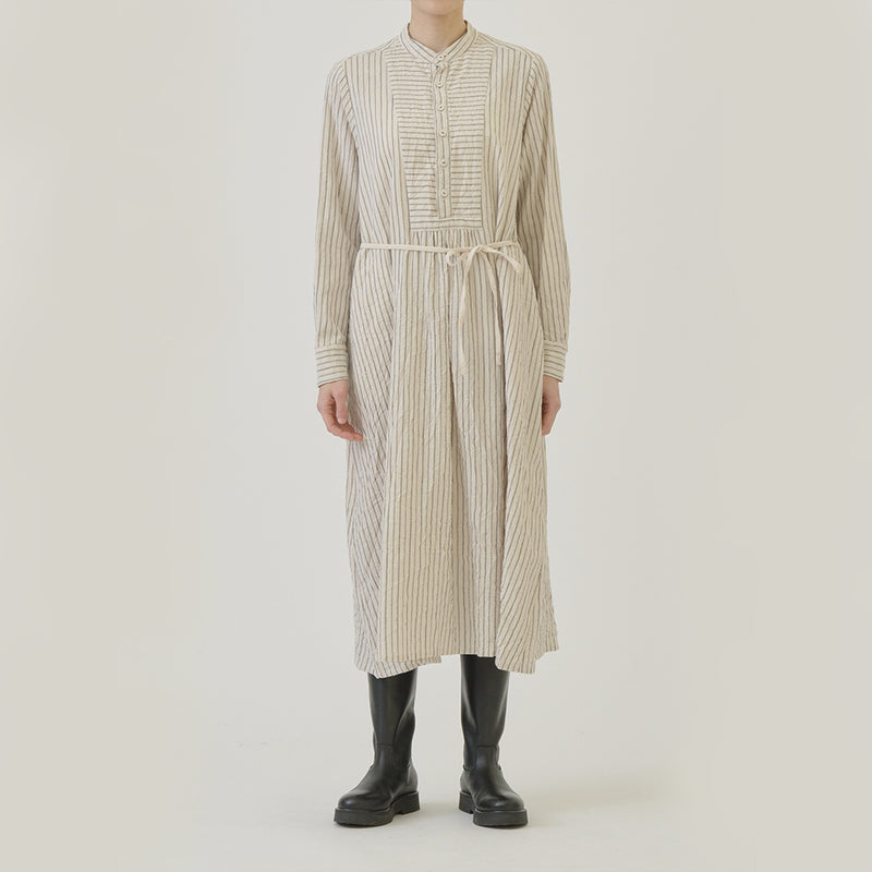 Pas de Calais -  Robe Brossée Rayures - Ivoire