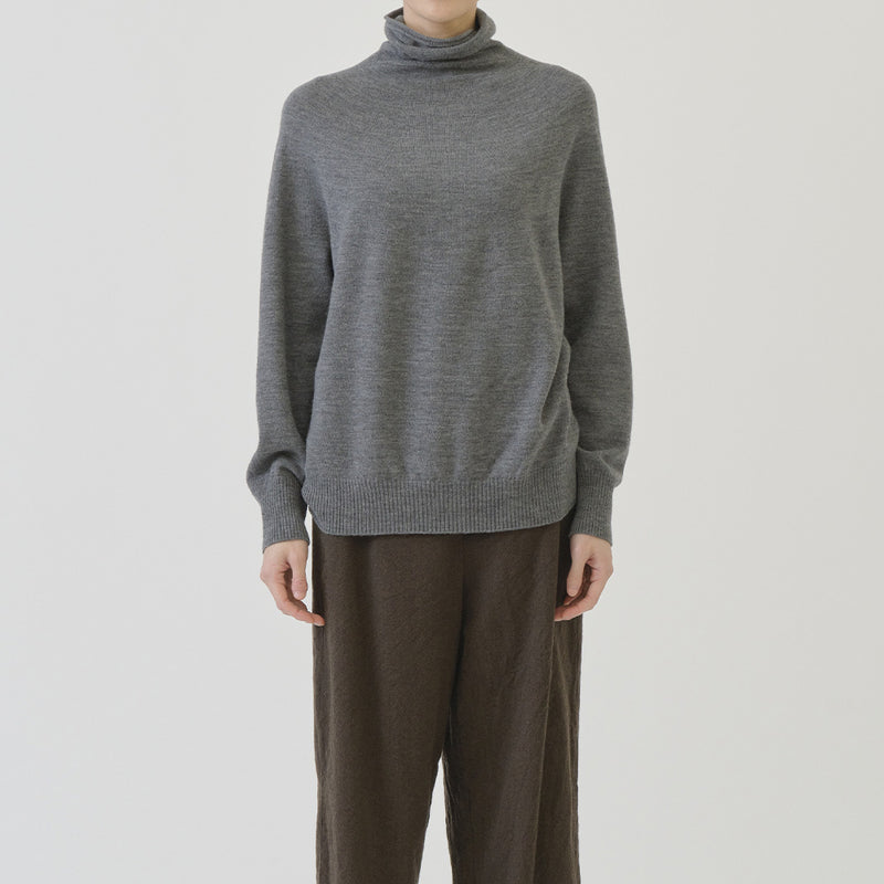 Pas de Calais -  Maille Col Roulé Ample - Gris Top