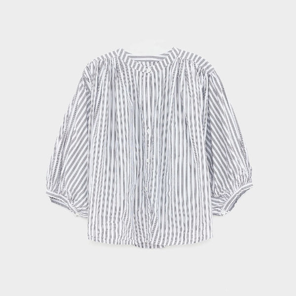 Bellerose - Blouse courte rayé - Blanc & Bleu marine
