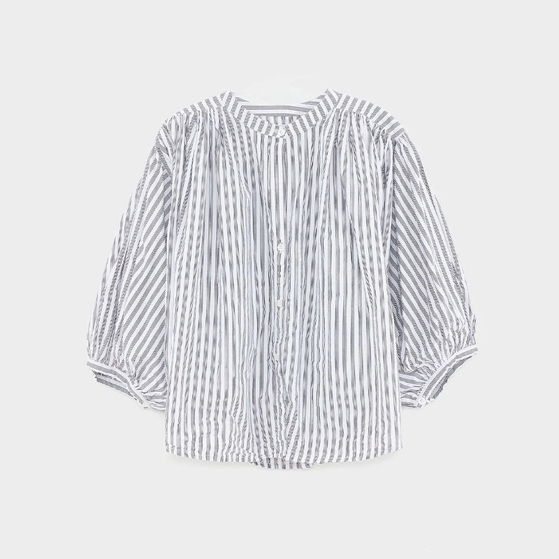 Bellerose - Blouse courte rayé - Blanc & Bleu marine