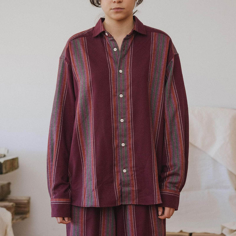Baserange - Chemise Claude - Marroon Stripe