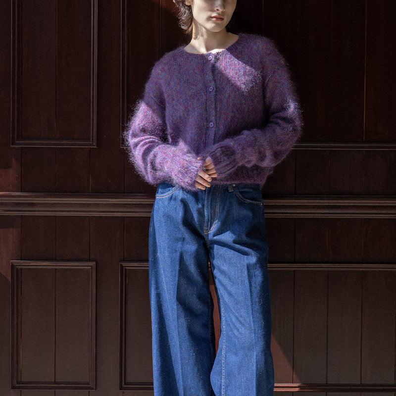 C.T.plage - Pull Round Longsleeve Cardigan - Violet
